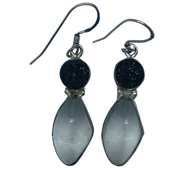 Daniela Jewelry Design Jewelry - Earrings set in 925 Sterling Silver with Genuine Semi-Precious Gemstones Black D